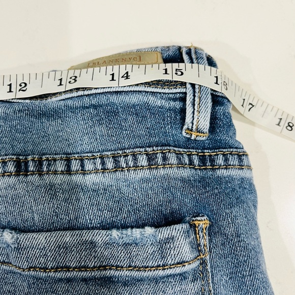 Blank NYC Slim Girlfriend Overalls Jeans Stretch Denim Raw Hem Distressed 28 - Picture 14 of 14